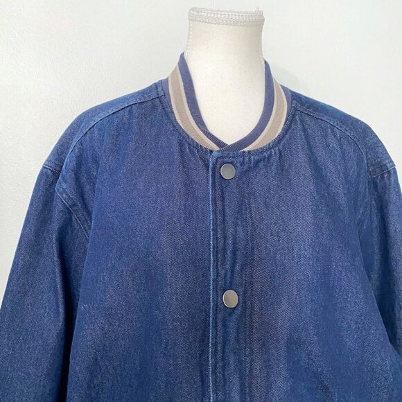 NWOT FRANK AND OAK DARK WASH DENIM BOMBER JACKET - XL - Picture 5 of 14